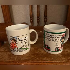 Vintage Hallmark Maxine Coffee Mug Set - White and Red